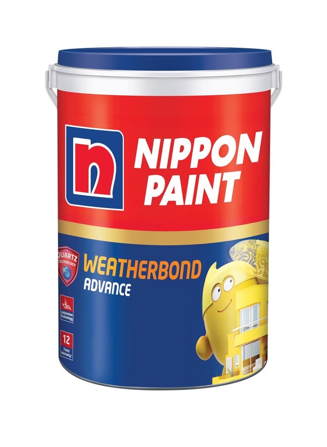 Nippon Paint طلاء جدران خارجي مستحلب من نيبون بينت ويذربوند أدفانس (أبيض، 1 لتر، لمسة نهائية لامعة) - حماية لمدة 12 عامًا بتقنية الكوارتز وتقنية حجب الشمس الثورية - طلاء آمن، منخفض المركبات العضوية المتطايرة للغاية، مقاوم للماء - Image 1